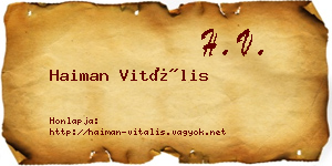 Haiman Vitális névjegykártya